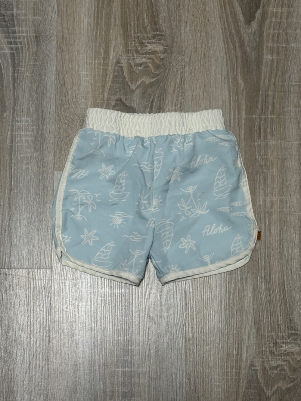 Kids Light Blue Beach Shorts with Liner